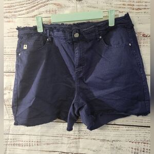 Belle S18W Navy Blue Frayed Hem Shorts